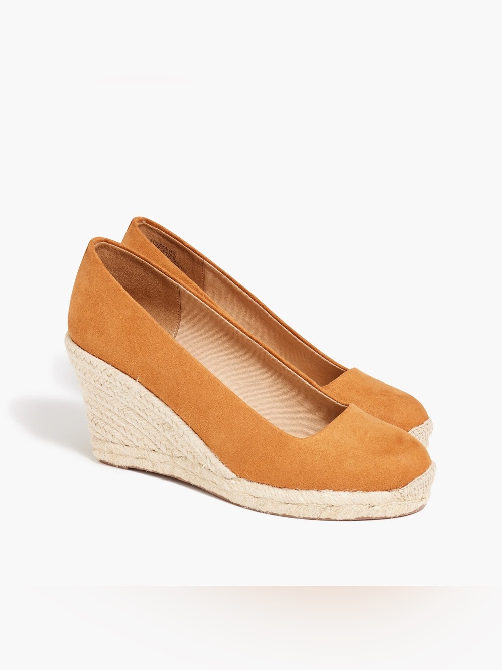 J.Crew Factory Suede Espadrille Wedge Pumps Size 9 Pale Clay Round Toe